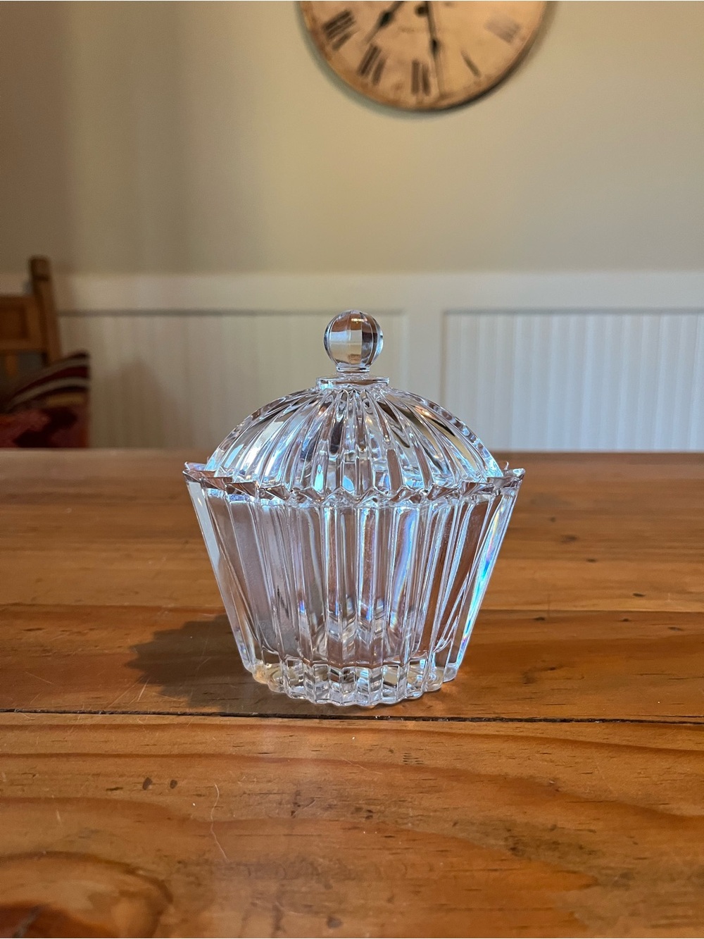 Vintage Mikasa Diamond Fire Lead Crystal Trinket Dish w/Lid